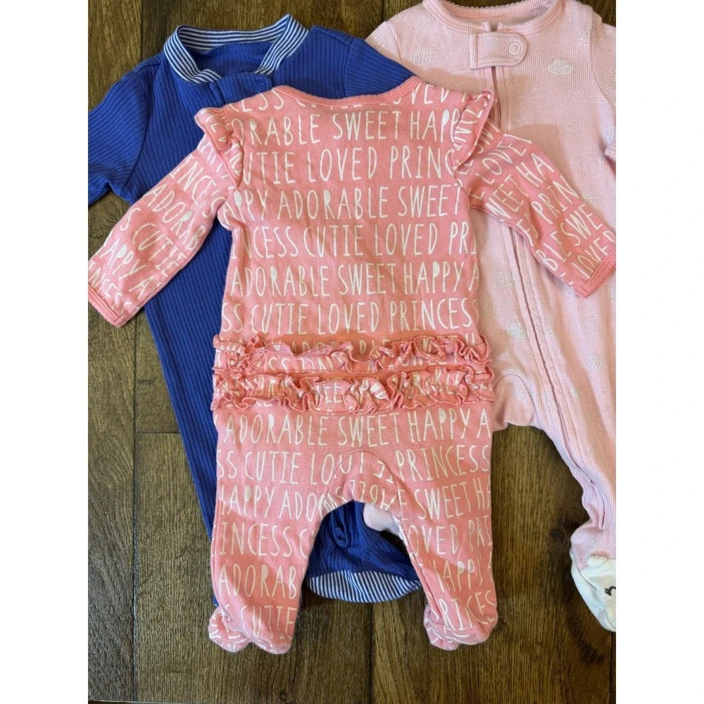 Carters Sleepers Girl 3 Months Lot Rompers Outfits‎ Sleep N Plays Bundle Ruffle
